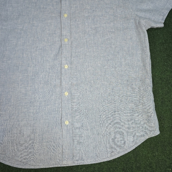 J. Crew | Slim Fit Short-Sleeve Baird McNutt Irish-Linen Blend Mens Casual Shirt - Picture 12 of 15